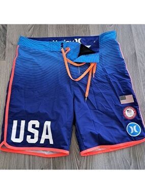 Hurley Phantom USA United States Olympic Team Swim Board Shorts Men's Size 32